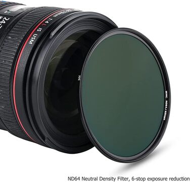Фільтр ND64 JJC Graufilter, 77 мм, ультратонкий, багатошарове покриття, HD, оптичне скло, для професійної фотографії