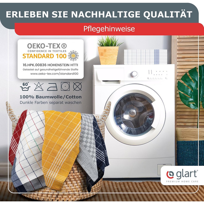 Glart 48GS 10-Piece Premium Dishcloth Set, Kitchen Towels, Dish Towels, Kitchen Cloths, 100% Cotton OEKO-TEX, 45x90 cm, black, pre-washed