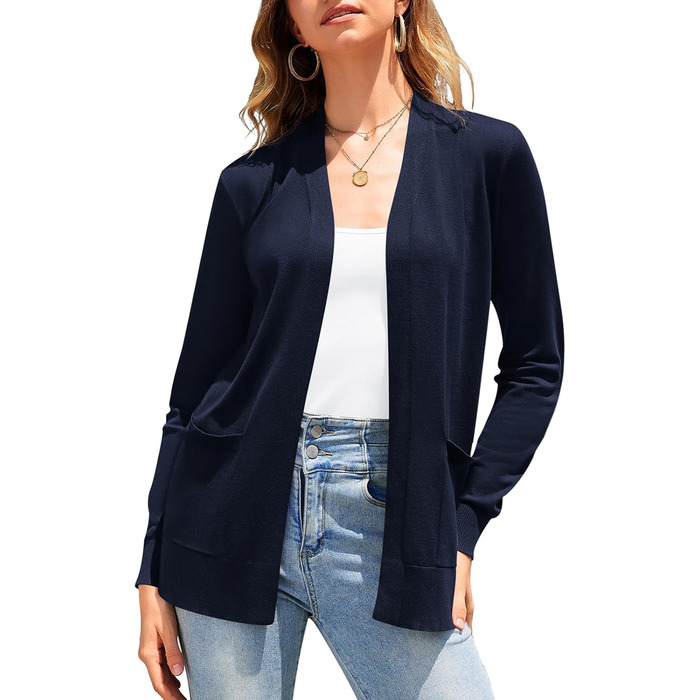 Жіночий кардиган-світер з довгим рукавом, м'який в'язаний жилет з кишенями (S-3X)