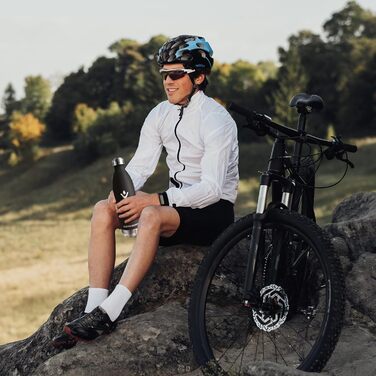 Термос-пляшка 750 мл, з нержавіючої сталі, BPA-Free, для спорту, подорожей, дітей, на відкритий простір, з вакуумною ізоляцією, витримує газовані напої, витік захищений, темно-зелений (1000 мл, чорний)