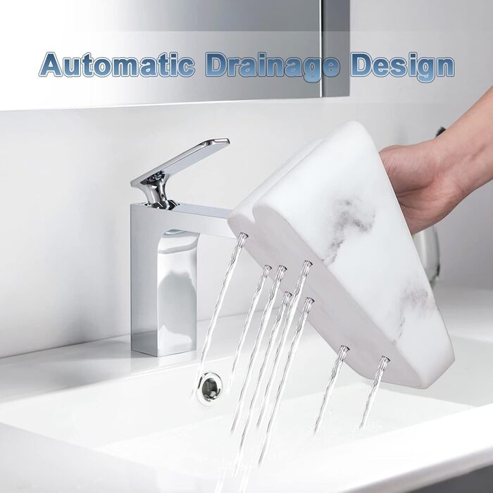 Bathroom toothbrush holder, bathroom organizer, countertop, bathroom storage organizer for toothbrush, vanity countertop, and other items, white marble color