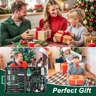 Набір інструментів TLGREEN 138 шт. з акумуляторною дриль-шуруповертом 12V для ремонту та DIY, електроінструмент