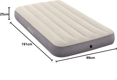 Надувний матрац Intex Dura-Beam Single High, 99x191x25 см, для одного спального місця, PVC, багато кольорів