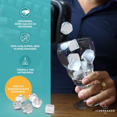 ICEBREAKER Black Pop – The clever, luxurious ice mold for whiskey and cocktails – Silicone ice cube mold with lid for easy ice making and serving –