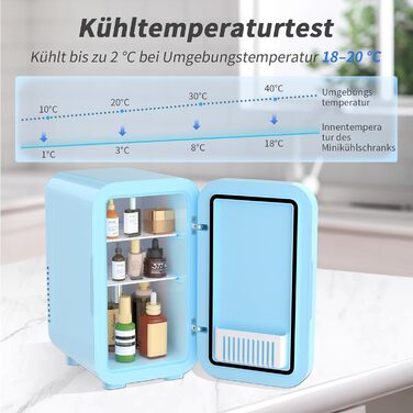 YASHE Mini Fridge - 6 Liter / 8 Can Portable Cooler - Thermoelectric - Blue