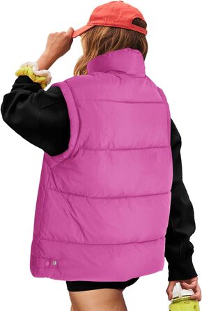 Жіноча велика степкова жилетка SENSERISE, пухова жилетка, об'ємна куртка, на блискавці, верхній одяг з кишенями, м'яка жилетка, колір фуксія (рожевий)