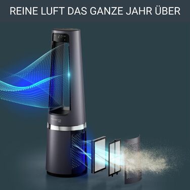 Rowenta Eclipse QU5030: Вентилятор-повітряочисник 3-в-1 | Rowenta | Повітряочисник, Вентилятор, Обігрівач | 12 швидкостей, Таймер, Дистанційне керування | Антрацит