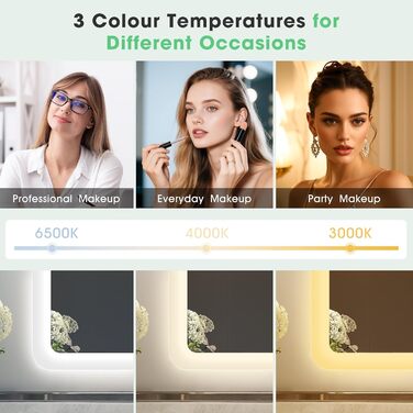 Дзеркало для ванної кімнати S'bagno з підсвічуванням 80x60 см, Bluetooth, протитуманне покриття, 3 кольори, регулювання яскравості, пам'ять налаштувань, загартоване скло, водонепроникність IP44, горизонтальне/вертикальне встановлення M66 (Bluetooth)