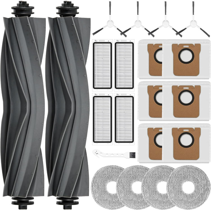 Набір аксесуарів для робота-пилососа Dreame L20 Ultra: 2 щітки, 6 мішків, 4 серветки, 4 фільтри HEPA, 4 бокові щітки, 1 щітка для очищення