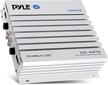 Pyle 2.1 Bluetooth морський підсилювач-ресивер, водонепроникний 4-канальний аудіо підсилювач для стерео колонок, 400 Вт, Dual-MOSFET, PLMRA410BT