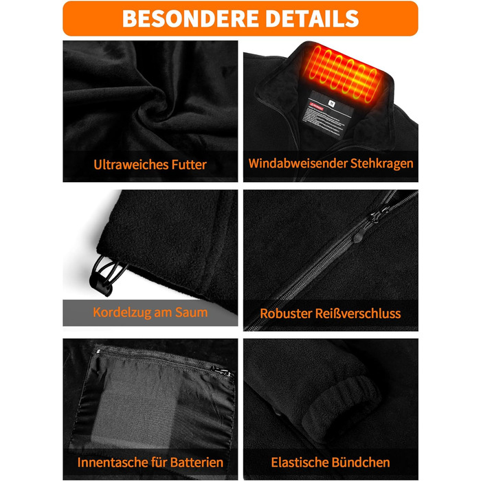 Обогревна куртка для жінок з Powerbank 18400 mAh, 10 зон обігріву, флісова куртка Feece, тепла куртка з акумулятором, зимовий одяг з обігрівом (L)