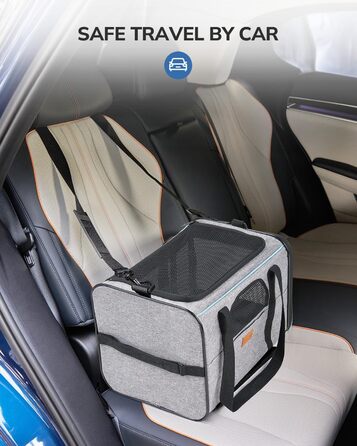 Транспортна переноска для котів та цуценят Morpilot до 5 кг, сіра, з колесами, 28 x 28 x 43 см