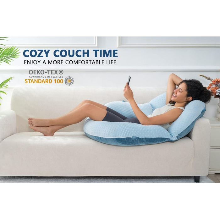 Інсен подушка для читання, спинка для сидіння в ліжку, для читання, відпочинку, для медсестер та дорослих, для матерів та дітей, подушка для преса в ліжку, блакитна (оновлена, оксамит блакитний)