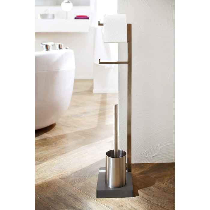 blomus -MENOTO- Stand WC-Garnitur (Toilet Butler) made of polished stainless steel, freestanding, holds 2 toilet rolls, exclusive design, bathroom accessory (H/W/D: 71 x 20 x 15 cm, polished stainless steel, 68663)