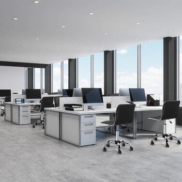 Офісне крісло Yaheetech без підлокітників, регульоване, поворотне на 360°, з роликами, чорне, з екошкіри