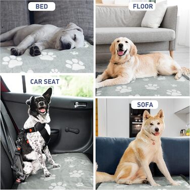 Водонепроникний плед для собак та котів, миючий, 150 x 120 см (Paw/Black)