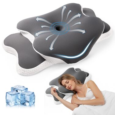 Охолоджуюча подушка для підтримки шиї з Memory Foam: ергономічна ортопедична подушка для сну на боці та спині