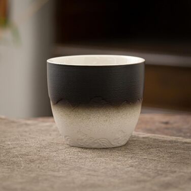 Японська чашка для чаю TEANAGOO з кераміки, 205 мл, темно-сіра, H4. Набір чашок для чаю, японський стиль, азіатський дизайн.