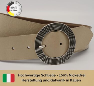 Жіночий шкіряний ремінь Anna Matoni 4 см, Німеччина, бежевий - класичний дизайн, натуральна шкіра, нікелева пряжка, 115 см