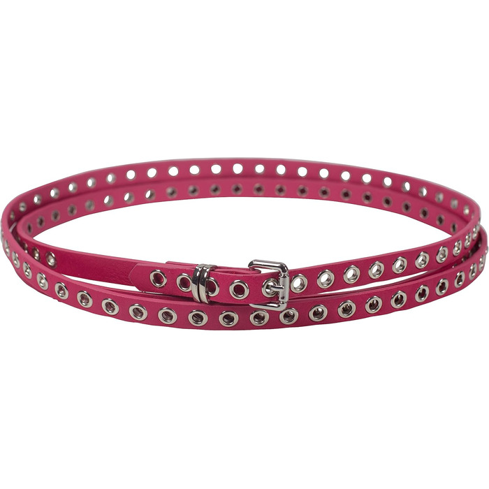 Жіночий пояс-корсет з прорізними заклепками та срібною пряжкою, ширина 1,5 см, рожевий