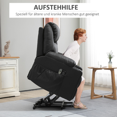 HOMCOM Electric Recliner Chair, Massage Chair with Lift Assist, Reclining Chair with Lie-Flat Function, TV Chair with Remote Control, PU | Aosom