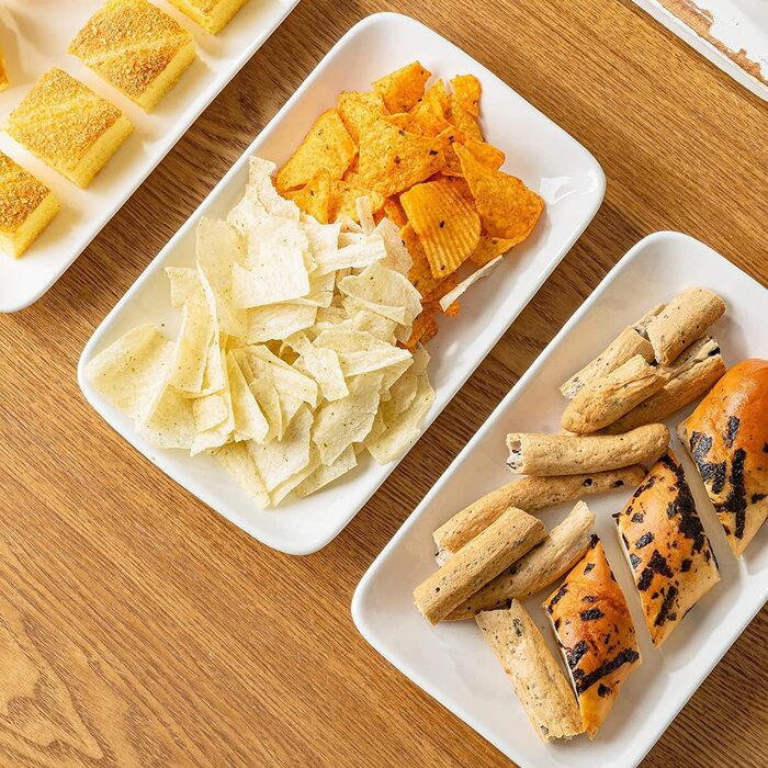 Набір сервіровочних тарілок UIBFCWN, 8 шт., 25,4 x 15,2 см, білий керамічний прямокутник для десертів, суші, салатів