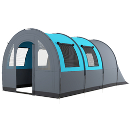 Намет Outsunny Tunnelzelt Campingzelt для 6 осіб з 2 кімнатами та гачками для ліхтариків, груповий намет з сумкою для перенесення, водовідштовхування 3000 мм, сімейний намет сірого кольору