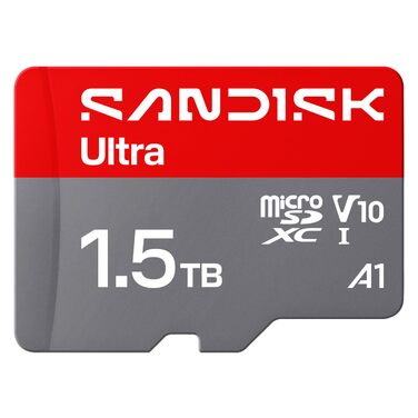 Карта пам'яті SanDisk Ultra microSDXC 1.5TB UHS-I (до 195 МБ/с, V10, U1, Class 10, A1) з SD-адаптером для смартфонів, планшетів, камер та ноутбуків