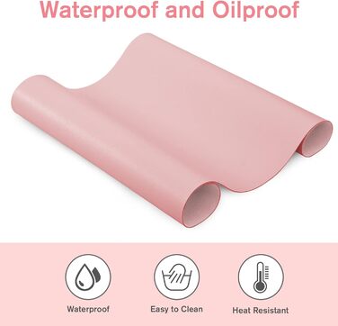 PINKCAT Килимок для миші з PU-шкіри, двосторонній, 80 x 40 см (світло-зелений+світло-блакитний)