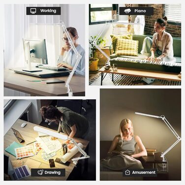 SKYLEO LED Desk Lamp - Adjustable Gooseneck, 5 Color Modes, 11 Brightness Levels, Timer & Memory Function, 12W, 16.5