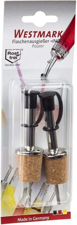 Виливники для пляшок Westmark 2 шт. (спирт, олія, оцет), нержавіюча сталь, корк, з повітряною трубкою, з петлею, сріблясті