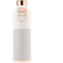 EQUA large drinking bottle with faux leather cover, 750 ml, made of borosilicate glass, BPA-free and leak-proof. (Sage)