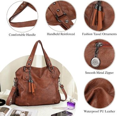 Сумка жіноча VINBAGGE з PU шкіри, шопер, коричнева (G-braun) для офісу та на кожен день