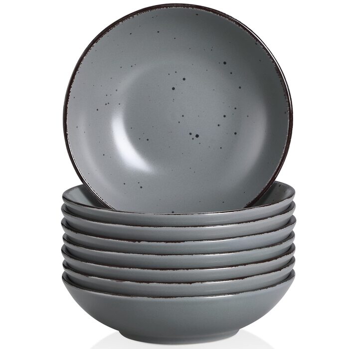 Набір тарілок Vancasso MODA Steingut (8 шт.) 800 мл, сірий: супові, для пасти, салатні
