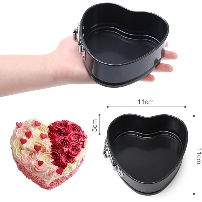 Форма для випічки BelleStyle Kleine Herz, 4 шт., 12 см, серцеподібна, антипригарна, з плоским дном, для випічки тортів, хліба