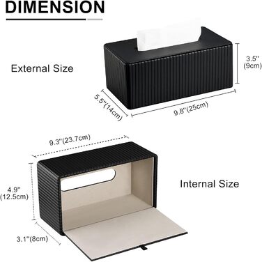 Стильна коробочка для серветок KingFOM з PU шкіри (чорна, прямокутна) – для вітальні, ванної кімнати та офісу