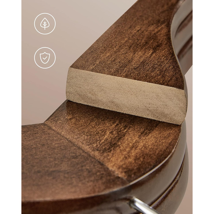 Плечики для одягу SONGMICS, 20 шт., з масиву дерева, з вирізами для плечей, неслизький тримач для штанів, обертовий гачок на 360°, для костюмів, сорочок, натуральний колір + срібловий