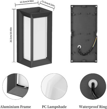 Кліґтен Зовнішня настінна лампа, IP65, чорна, PC + алюміній, E27, 60W