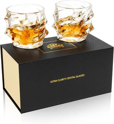 Набір склянок для віскі KANARS (4 шт.), 320 мл, без свинцю, кришталь, преміум-якість, подарунковий набір