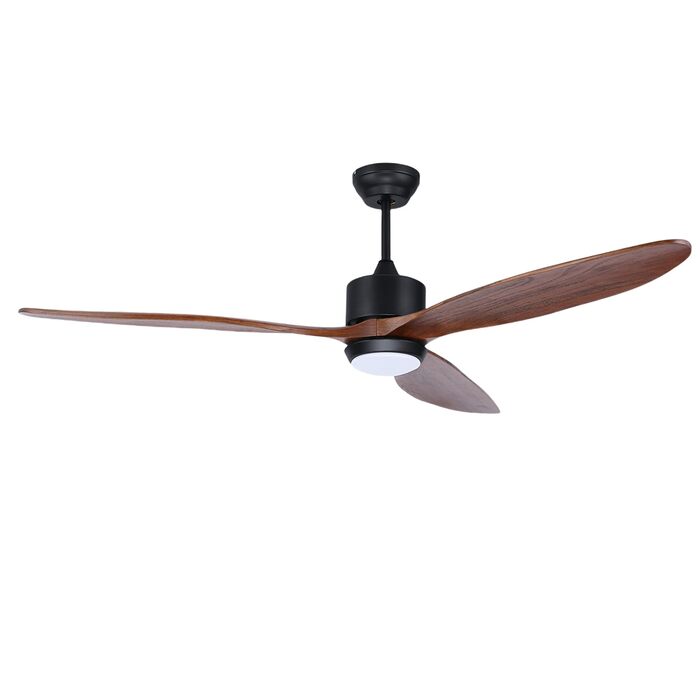 Стеляний вентилятор Ovlaim з підсвічуванням та пультом керування, тихий DC мотор, 3 лопаті, Smart, для вітальні/спальні, натуральний & срібний (колір: коричневий, діаметр: 165 см)