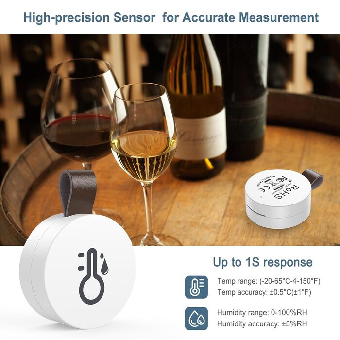 Ankilo Wireless Thermometer Hygrometer, precise and sensitive indoor temperature and humidity sensor with data export for home, garage, greenhouse, baby room, 3 pack