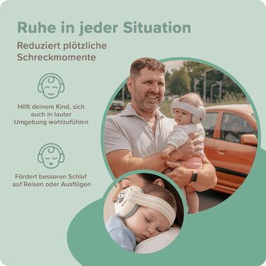 Навушники шумоізоляційні дитячі 3-48 місяців - захист слуху для малюків 25dB, шумопоглинання - м'які дитячі навушники з еластичним регульованим обручем (зелені)