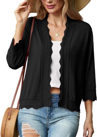 Жакет-кардиган жіночий Grecerelle, легкий, з рюшами, для вечірнього образу, чорний