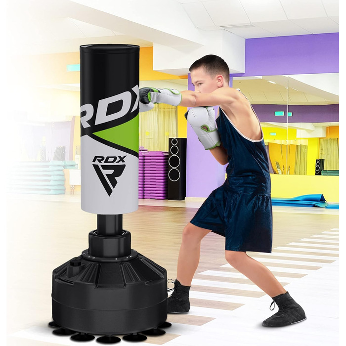 Дитячий боксерський мішок RDX Junior Standbox, рукавички для тренувань, MMA, кікбоксинг, бокс, рукопашний бій, муай-тай, 4 фути (зелений)