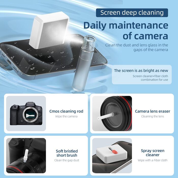 Набір для чищення клавіатури 32 в 1: для ноутбука, iPhone, AirPods та екрану. Комплект для чищення ПК з кріпленням для клавіш та очисником екрану. Ідеально для геймінгу та офісу