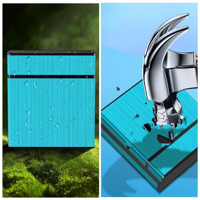 Металеве тютюнопакувальник для 40 сигарет, великий, з магнітною кришкою, сигаретна коробка XXL, для жінок та чоловіків (блакитний)