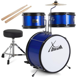 XDrum Junior KIDS барабанна установка для дітей 3-5 років - комплект зі стільчиком, паличками та ключем - блакитна