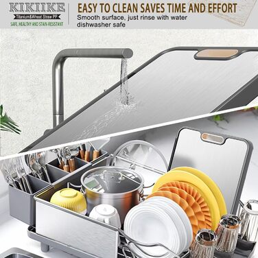 Дошка для нарізання Titan, двостороння, з чистого титану, кухонна, безпечна для продуктів харчування, з антипригарним покриттям, довговічна та легка у митті, 39 x 28 см