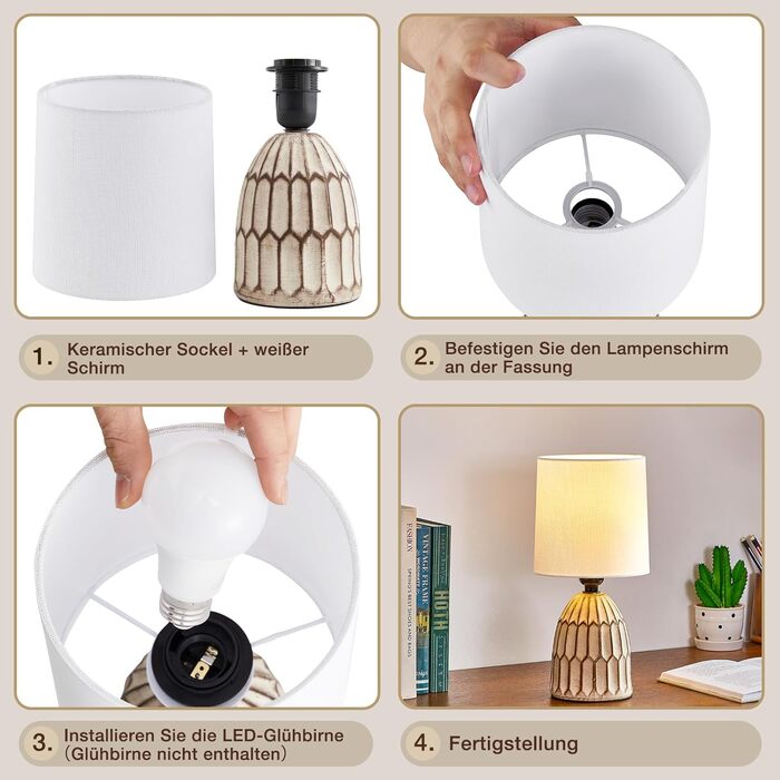 Настільна лампа GyroVu з ротангу, 2 шт. в наборі, бохо-стиль, патрон E27, для спальні, вітальні, читання