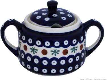 Original Bunzlauer Ceramics Sugar Bowl, 0.35 Liters, with Decoration 41